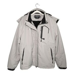 Moerdeng Ski Jacket Mens 2XL Beige Waterproof Fleece Lined Hooded Winter Coat